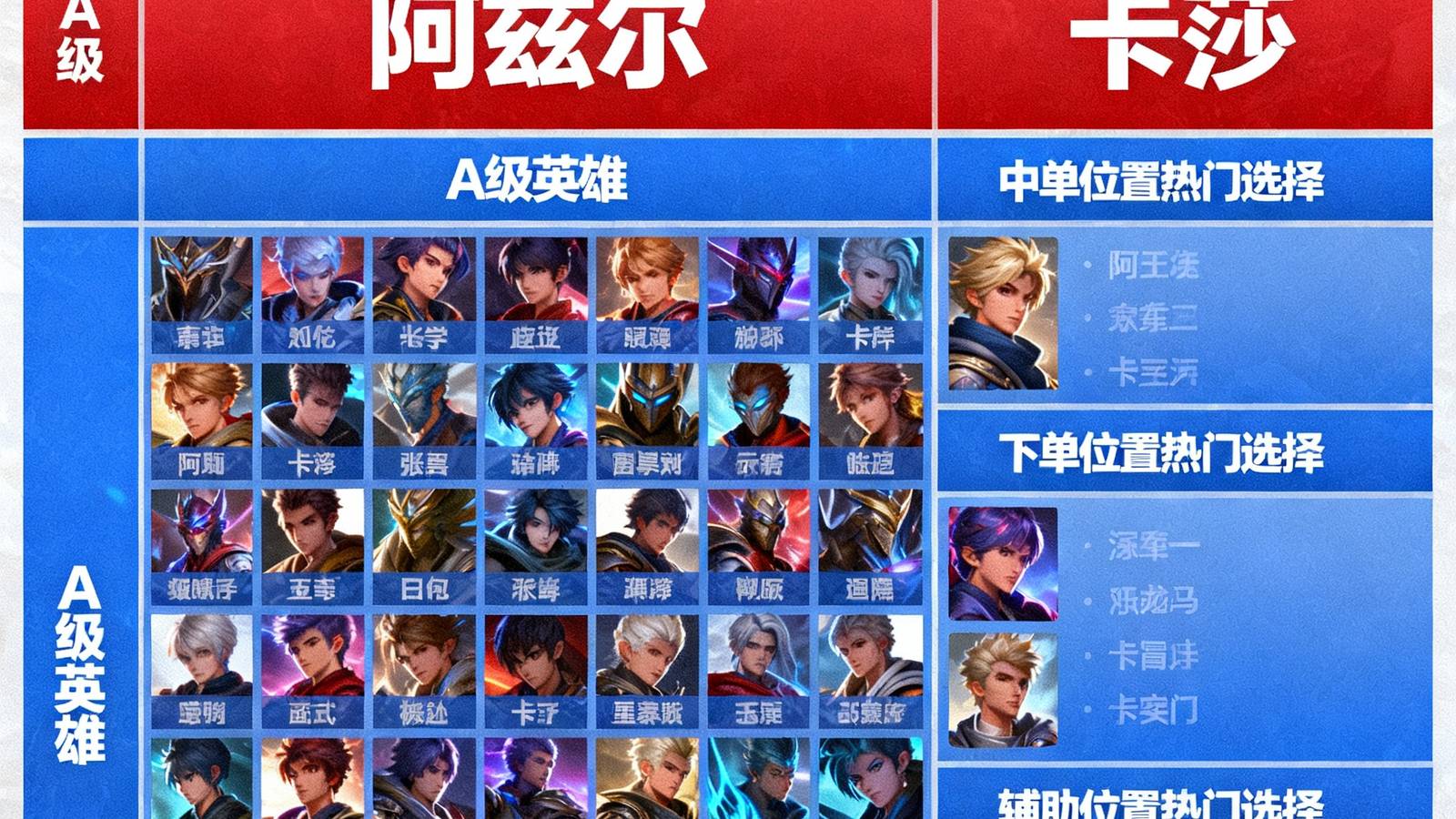 版本14.12英雄强度梯度排行榜可视化图表，S级英雄包括阿兹尔和卡莎，A级英雄排列紧密，展示了EWC赛场上各位置的热门选择